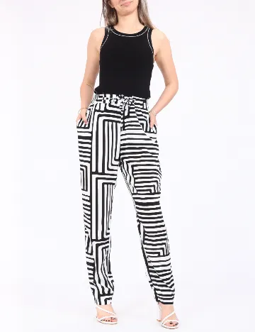 Pantaloni Vero Moda, alb/negru
