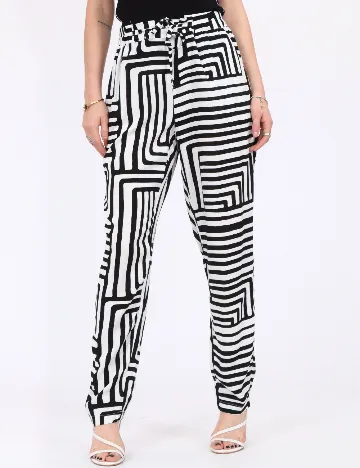 Pantaloni Vero Moda, alb/negru