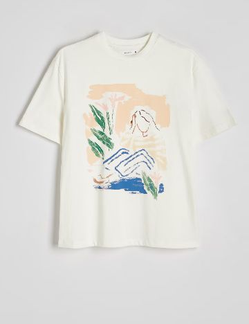 Tricou Reserved, ecru