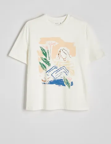 Tricou Reserved, ecru