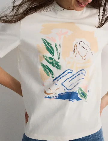 Tricou Reserved, ecru
