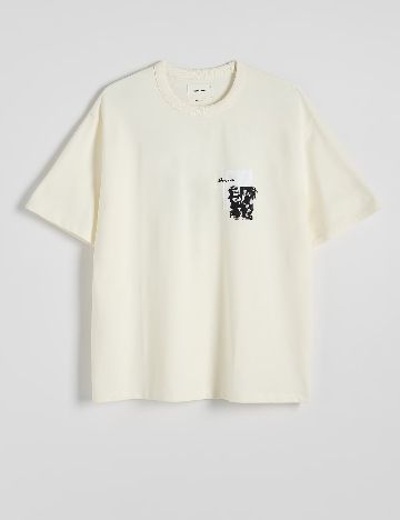Tricou Reserved, ecru