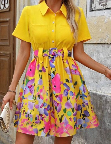 Rochie scurta SHEIN, galben