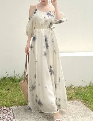Rochie lunga Dazy, crem