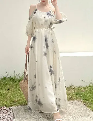 Rochie lunga Dazy, crem Crem