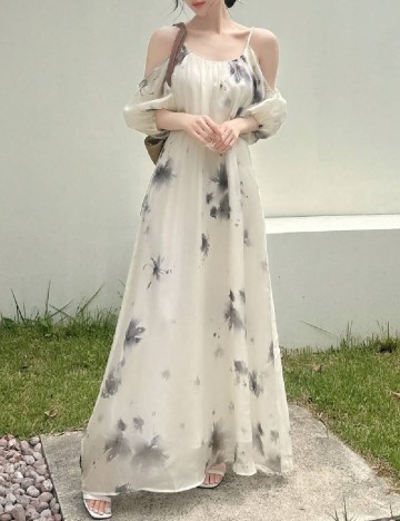 Rochie lunga Dazy, crem