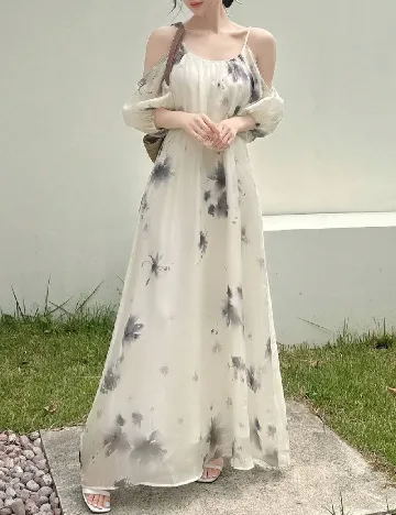 Rochie lunga Dazy, crem Crem