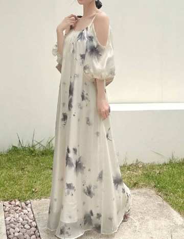 Rochie lunga Dazy, crem