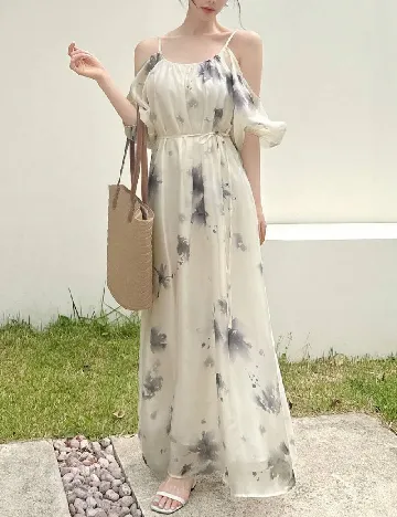 Rochie lunga Dazy, crem Crem