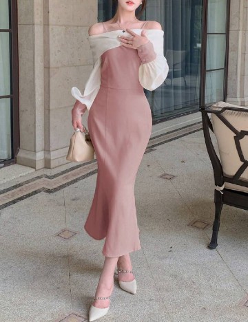 Rochie lunga Dazy, roz
