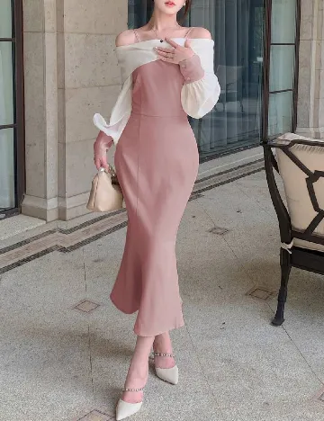 Rochie lunga Dazy, roz