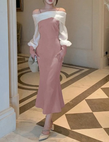 Rochie lunga Dazy, roz