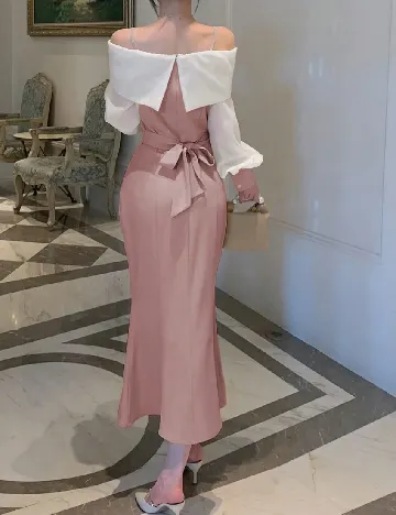 Rochie lunga Dazy, roz