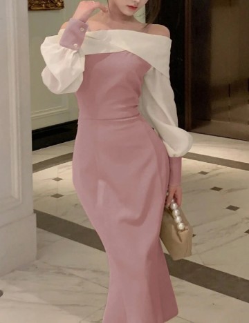 Rochie lunga Dazy, roz