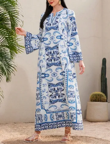 Rochie lunga SHEIN, alb/albastru