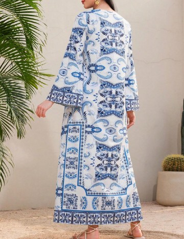 Rochie lunga SHEIN, alb/albastru