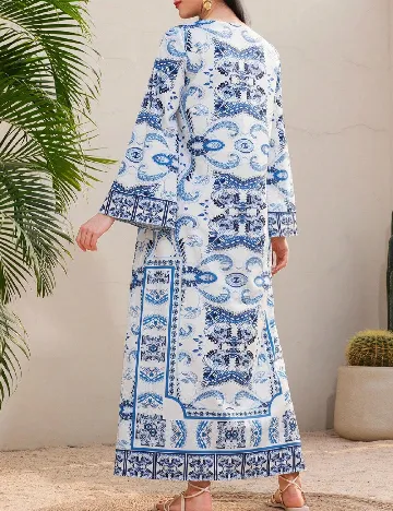 Rochie lunga SHEIN, alb/albastru
