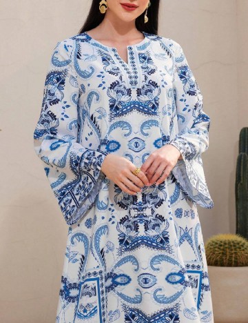 Rochie lunga SHEIN, alb/albastru