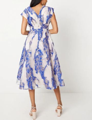 Rochie medie Coast, ecru/albastru