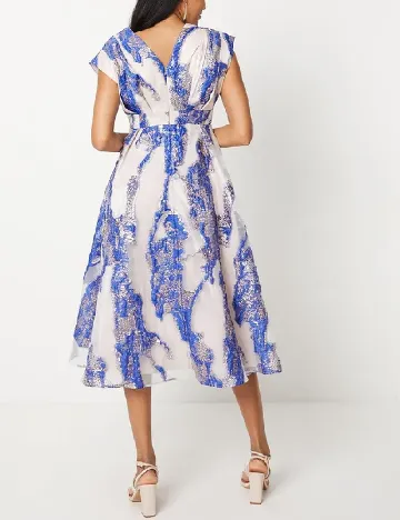 Rochie medie Coast, ecru/albastru