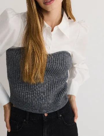 Bluza Reserved, alb/gri