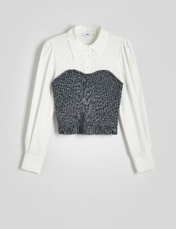 Bluza Reserved, alb/gri