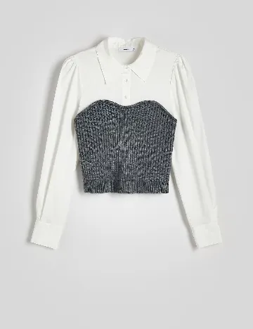 Bluza Reserved, alb/gri