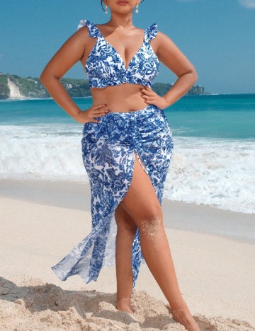 Costum de baie SHEIN CURVE, albastru