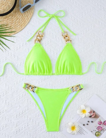 Costum de baie SHEIN, verde neon