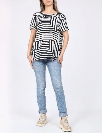 Bluza Vero Moda, alb/negru