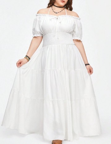 Rochie lunga Romwe Plus Size, alb