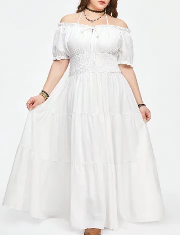 Rochie lunga Romwe Plus Size, alb