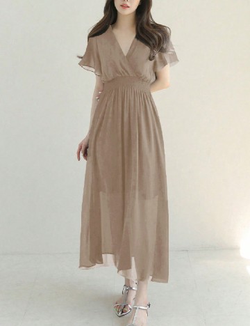Rochie lunga Dazy, maro