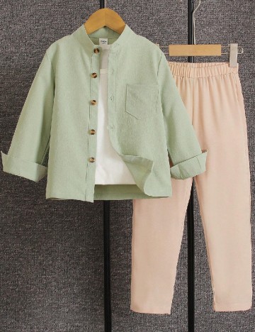 Compleu Shein Kids, verde/crem