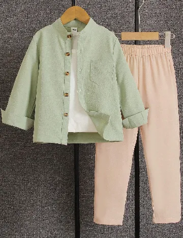 Compleu Shein Kids, verde/crem