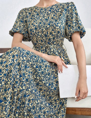 Rochie medie SHEIN, albastru/crem
