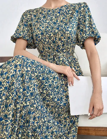 Rochie medie SHEIN, albastru/crem
