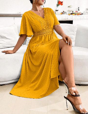 Rochie medie SHEIN CURVE, galben