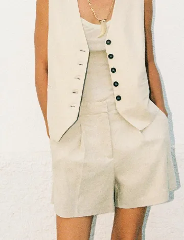 Pantaloni scurti Zara, crem