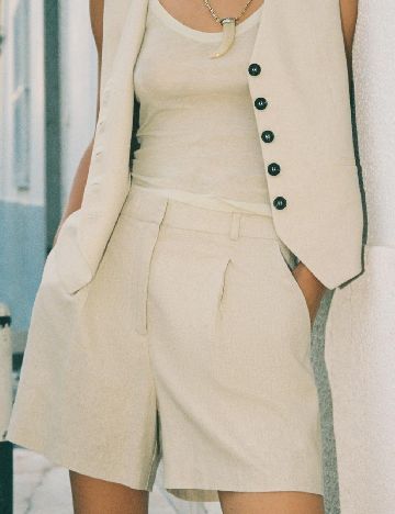 Pantaloni scurti Zara, crem