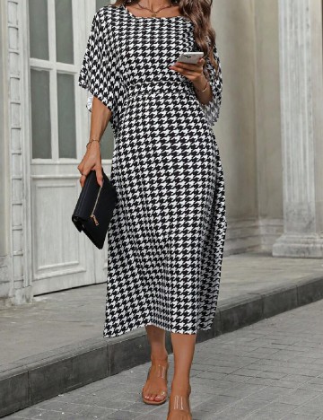 Rochie medie SHEIN, alb/negru