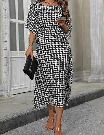 Rochie medie SHEIN, alb/negru