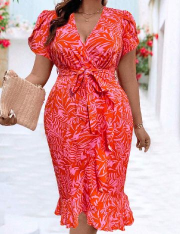 Rochie medie SHEIN CURVE, portocaliu