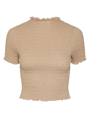 Tricou Pieces, maro deschis