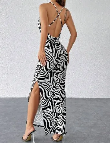 Rochie lunga SHEIN, alb/negru