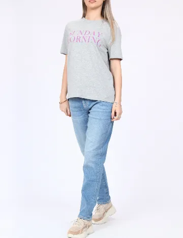 Tricou Pieces, gri