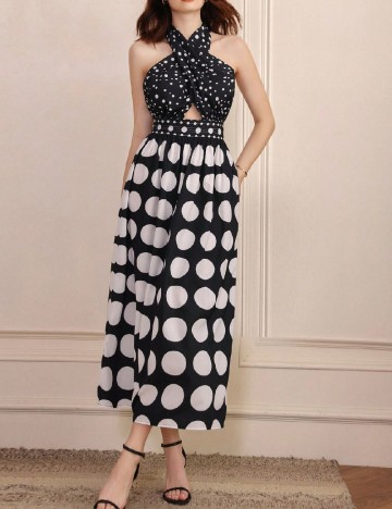 Rochie medie SHEIN, alb/negru