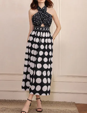 Rochie medie SHEIN, alb/negru