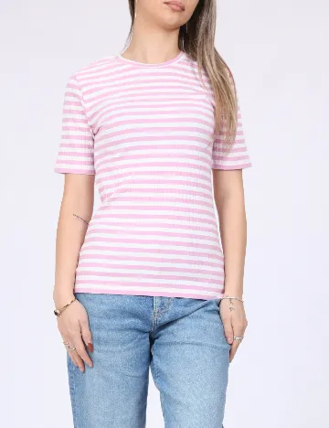 Tricou Pieces, alb/roz