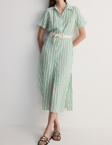 Rochie medie Reserved, alb/verde